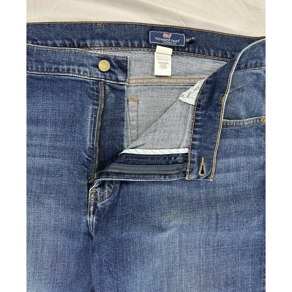 Vineyard Vines‎ Men's Blue Straight Denim Jeans Cotton Button Zip 5-Pocket Solid